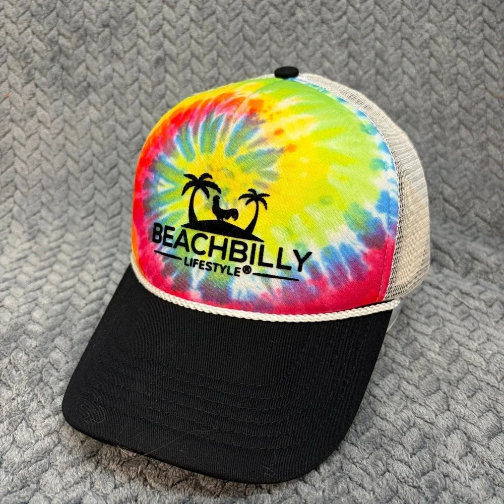 Beachbilly Lifestyle Tie Dye Trucker Hat Black Mesh Snapback Cap 0854